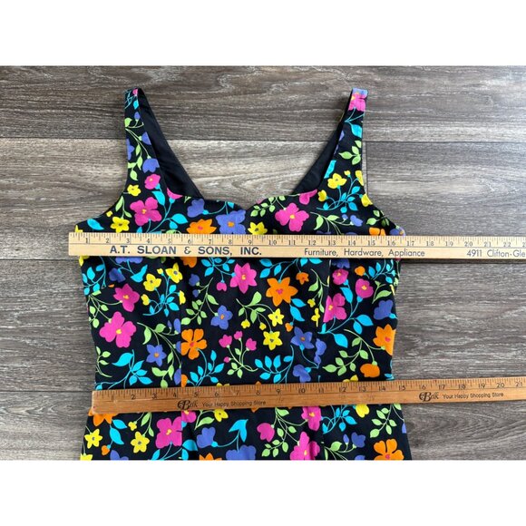 WOMENS FLORAL COLORFUL DRESS SIZE 4 LINEN SLEEVELESS CASUAL SPRING PARTY - Picture 7 of 8
